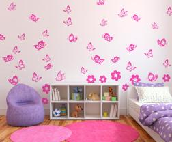 Lot Décoratif 42 Papillons et 8 Fleurs