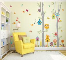 Enchanted Forest with Owls and Flowers