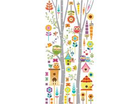 Muurstickers voor Kinderen - Magisch Bos met Uilen en Kleurrijke Bloemen