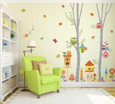 Magical Forest with Owls and Colourful Flowers