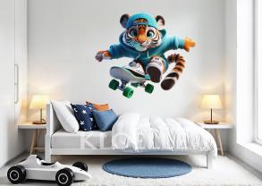 Tigre Aventurier Pratiquant le Skateboard